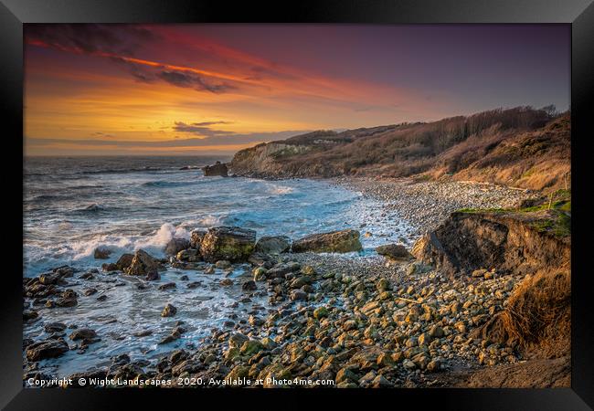 Sunset At Watershoot Bay Framed Print by Wight Landscapes