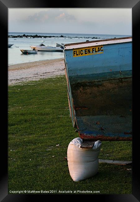 Flic en Flac Fishing Boat Framed Print by Matthew Bates