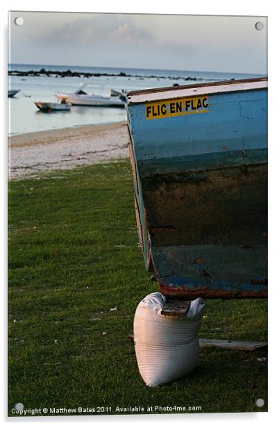 Flic en Flac Fishing Boat Acrylic by Matthew Bates