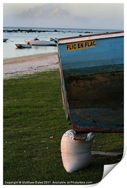 Flic en Flac Fishing Boat Print by Matthew Bates
