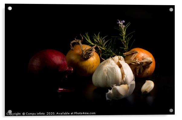 still life with onion and garlic Acrylic by Chris Willemsen