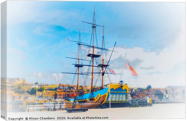 HMS Endeavour Whitby Canvas Print by Alison Chambers
