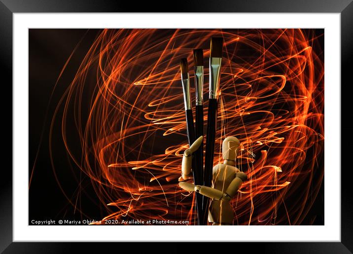 Fiery artist. Art Photography. Framed Mounted Print by Mariya Obidina