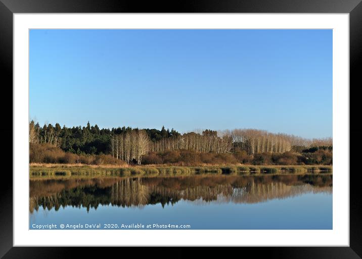Water reflections in Ervedeira Lake Framed Mounted Print by Angelo DeVal