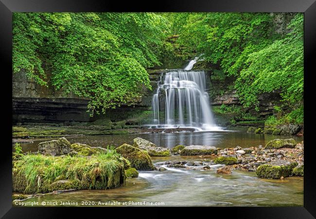 Waterfalls West Burton Yorkshire Dales Framed Print by Nick Jenkins