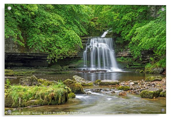Waterfalls West Burton Yorkshire Dales Acrylic by Nick Jenkins
