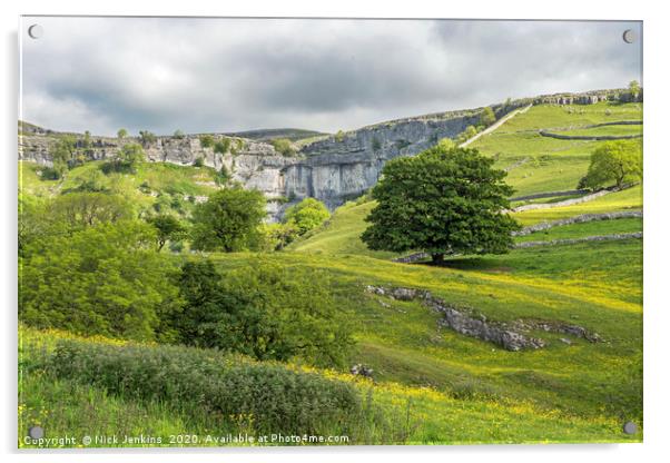 Malham Cove Yorkshire Dales Acrylic by Nick Jenkins