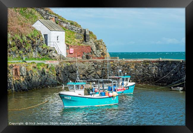 Porthgain Harbour north Pembrokeshire coast Wales Framed Print by Nick Jenkins