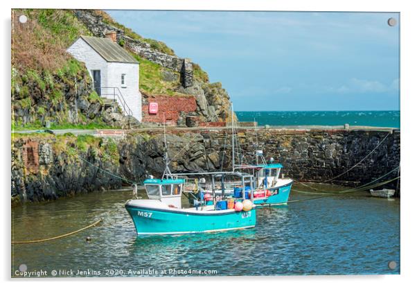 Porthgain Harbour north Pembrokeshire coast Wales Acrylic by Nick Jenkins