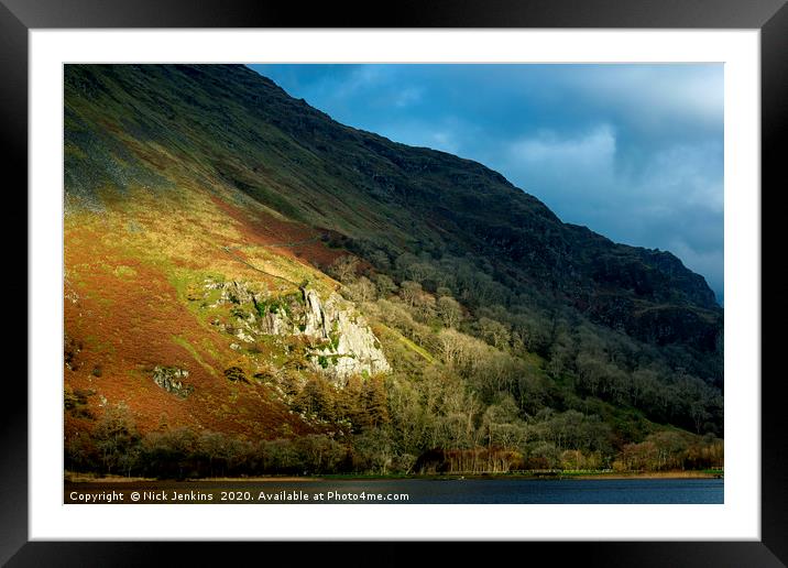 Llyn Gwynant with Shadow and Light Snowdonia Framed Mounted Print by Nick Jenkins