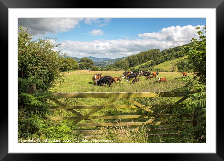 Upland Farming Central Brecon Beacons in summer Framed Mounted Print by Nick Jenkins