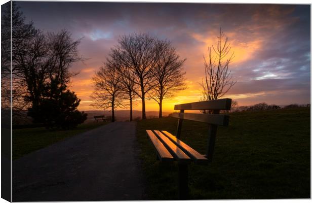 Somewhere to sit at sunset Canvas Print by Leighton Collins