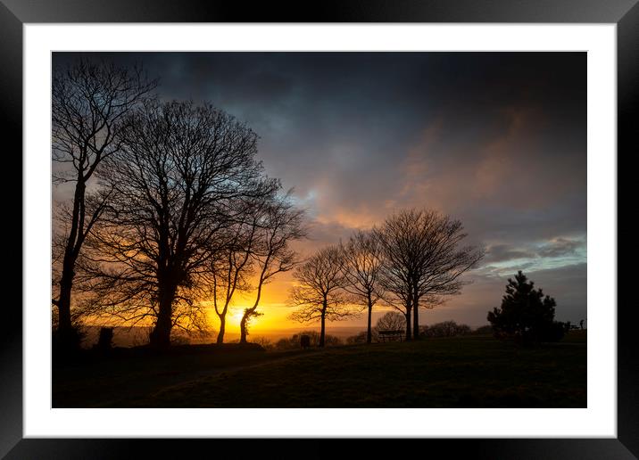 Dramatic sunset and sky Framed Mounted Print by Leighton Collins