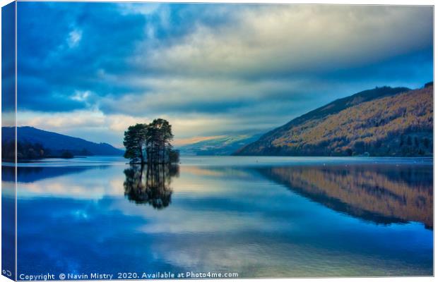 Dawn reflections at Kenmore, Loch Tay, Perthshire, Canvas Print by Navin Mistry
