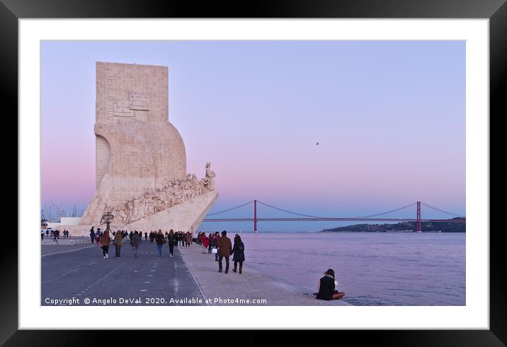 Belem scene at dusk in Lisbon Framed Mounted Print by Angelo DeVal