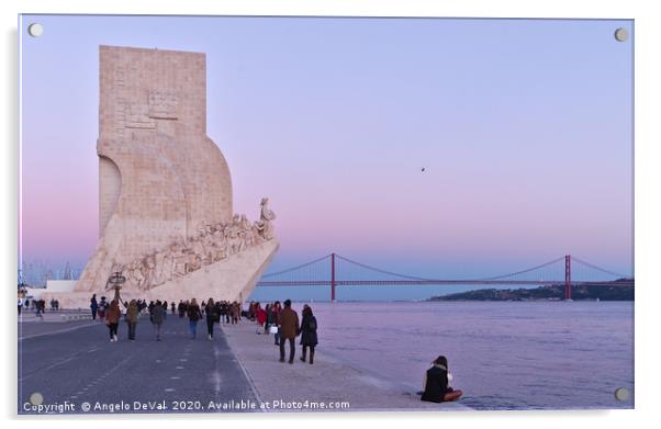 Belem scene at dusk in Lisbon Acrylic by Angelo DeVal