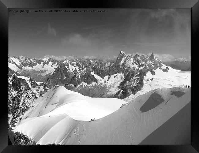 Mont Blanc Mountain Range. Framed Print by Lilian Marshall