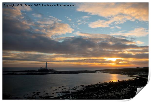 January Sunrise over St Mary's Island Print by Jim Jones