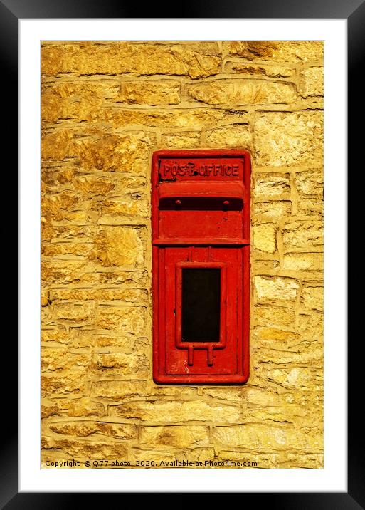 Old red letterbox in the wall, traditional way of  Framed Mounted Print by Q77 photo