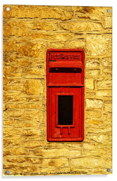 Old red letterbox in the wall, traditional way of  Acrylic by Q77 photo