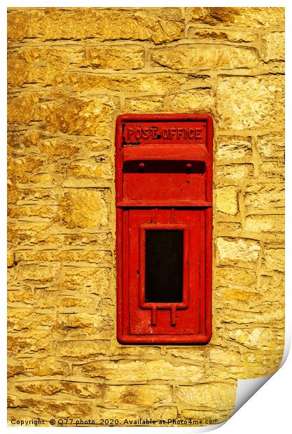 Old red letterbox in the wall, traditional way of  Print by Q77 photo