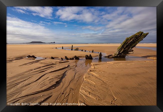 Helvetia Wreck and Worms Head Framed Print by Dan Santillo