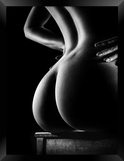 Nude buttocks on chair Framed Print by Johan Swanepoel