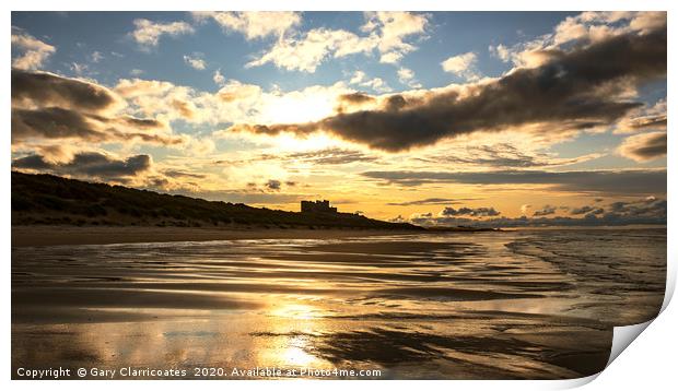 Receding Tide at Bamburgh Print by Gary Clarricoates