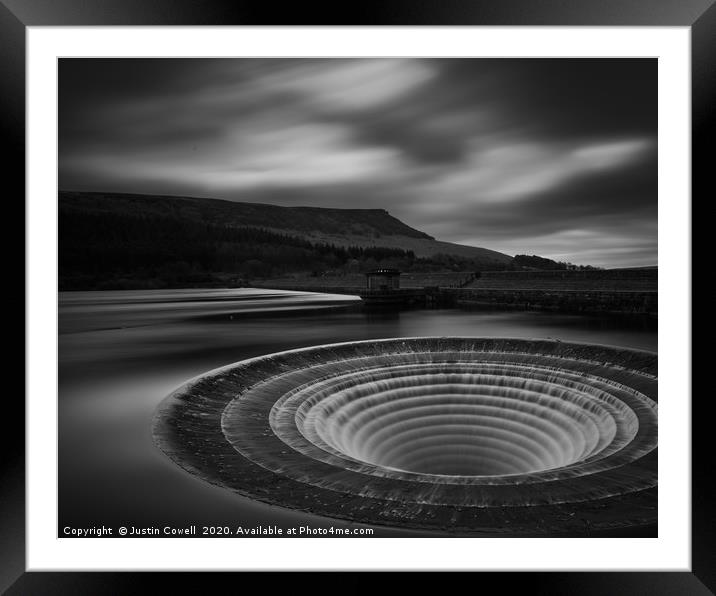 Down the plughole at Ladybower Framed Mounted Print by Justin Cowell