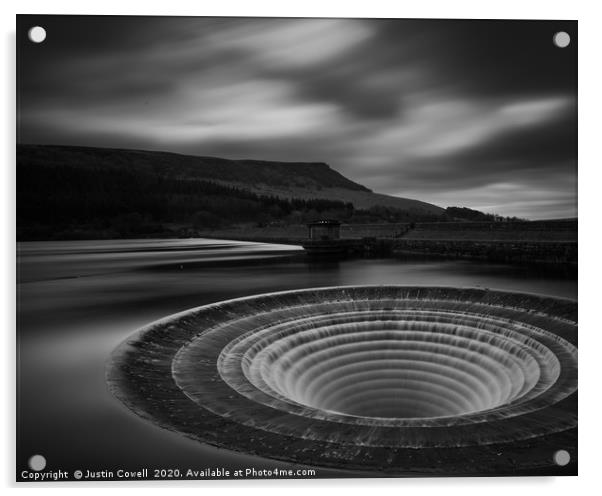 Down the plughole at Ladybower Acrylic by Justin Cowell