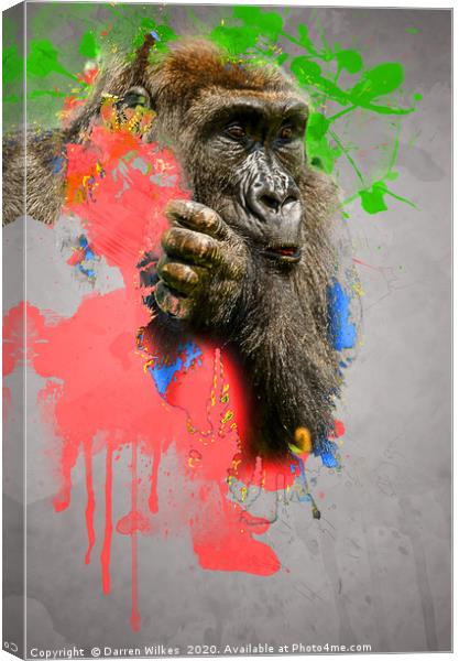 Lowland Gorilla Digital Art Canvas Print by Darren Wilkes