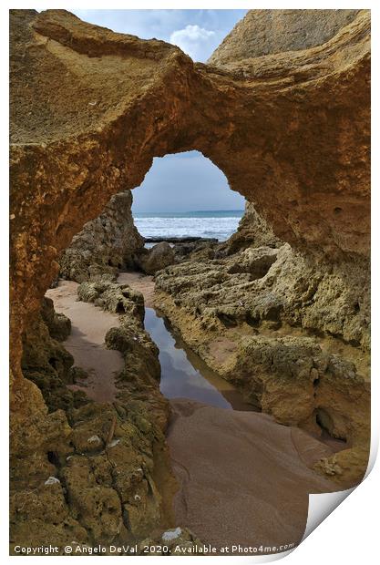 Cliff formations in Sao Lourenco Beach Print by Angelo DeVal