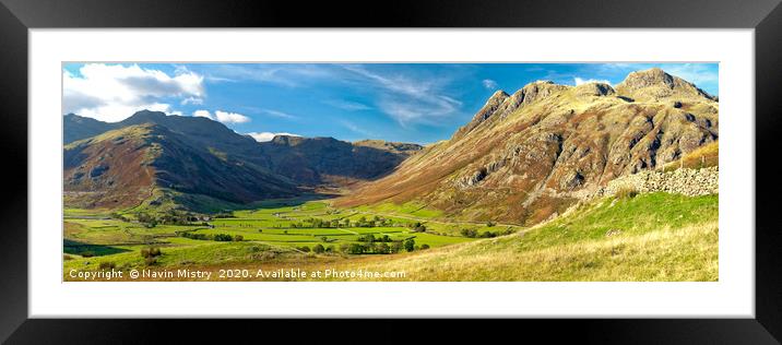 Great Langdale and the Langdale Pikes, Lake Distri Framed Mounted Print by Navin Mistry
