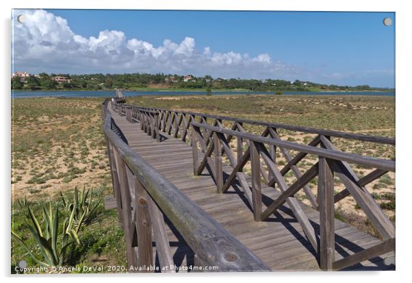 Long wooden bridge of Quinta do Lago Acrylic by Angelo DeVal