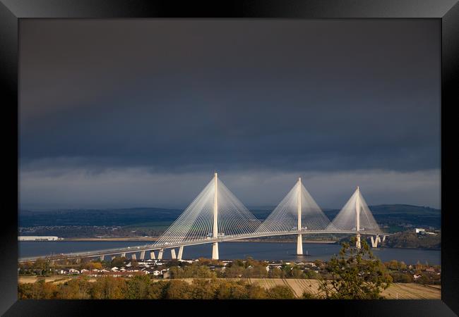 Stormy Sky over the Queensferry Crossing Framed Print by Richard Newton