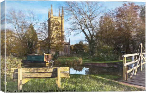 Church By The Canal Hungerford Art Canvas Print by Ian Lewis