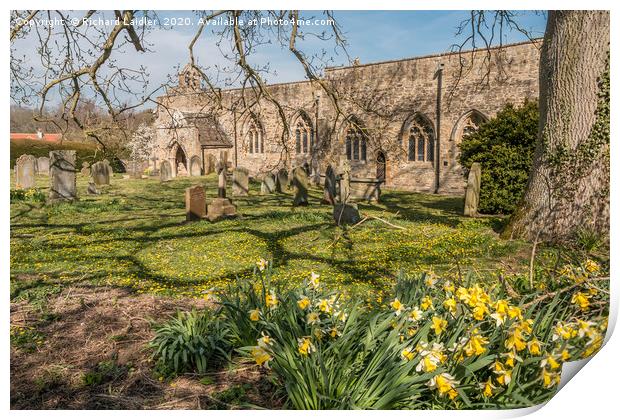 St Mary's Church, Wycliffe, Teesdale, in Spring Print by Richard Laidler