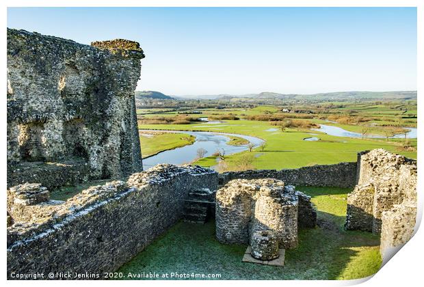 The Tywi Valley Dryslwyn Castle Carmarthenshire Print by Nick Jenkins