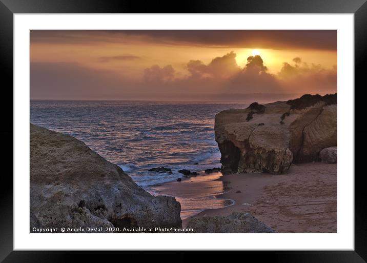 Rocky Sunset in Gale Beach Framed Mounted Print by Angelo DeVal