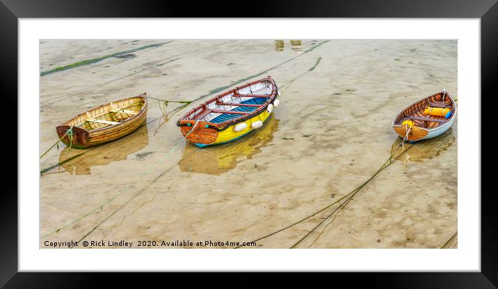 Boats on the Beach Framed Mounted Print by Rick Lindley