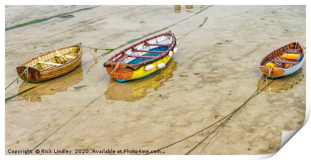 Boats on the Beach Print by Rick Lindley