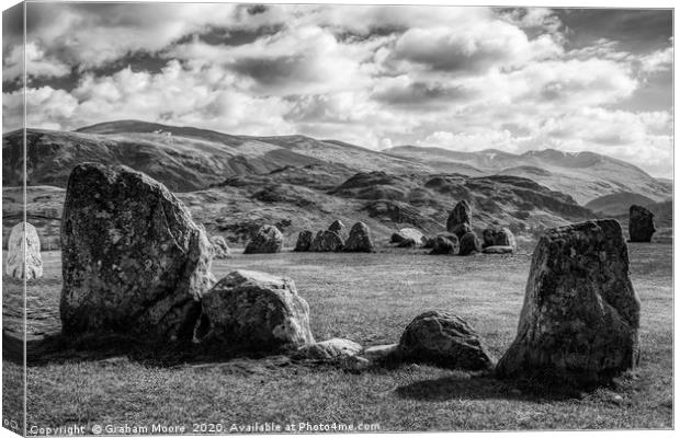 Castlerigg and High Rigg monochrome Canvas Print by Graham Moore