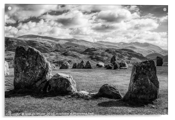 Castlerigg and High Rigg monochrome Acrylic by Graham Moore