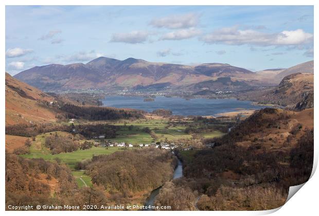 Keswick and Derwentwater from Castle Crag Print by Graham Moore