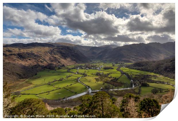Borrowdale from Castle Crag Print by Graham Moore