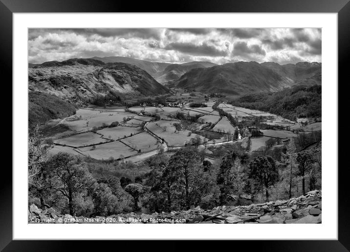 Borrowdale from Castle Crag scree Framed Mounted Print by Graham Moore