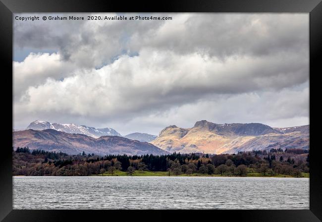 The Langdale Pikes across Windermere Framed Print by Graham Moore