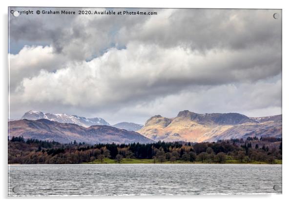 The Langdale Pikes across Windermere Acrylic by Graham Moore