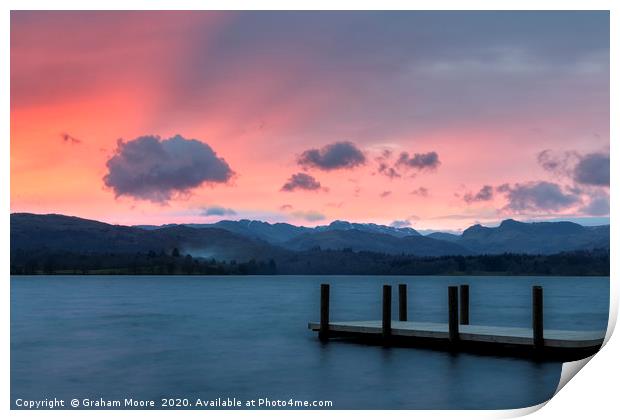 Windermere sunset Print by Graham Moore