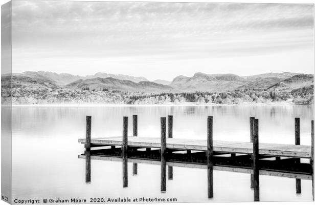Lake Windermere monochrome Canvas Print by Graham Moore